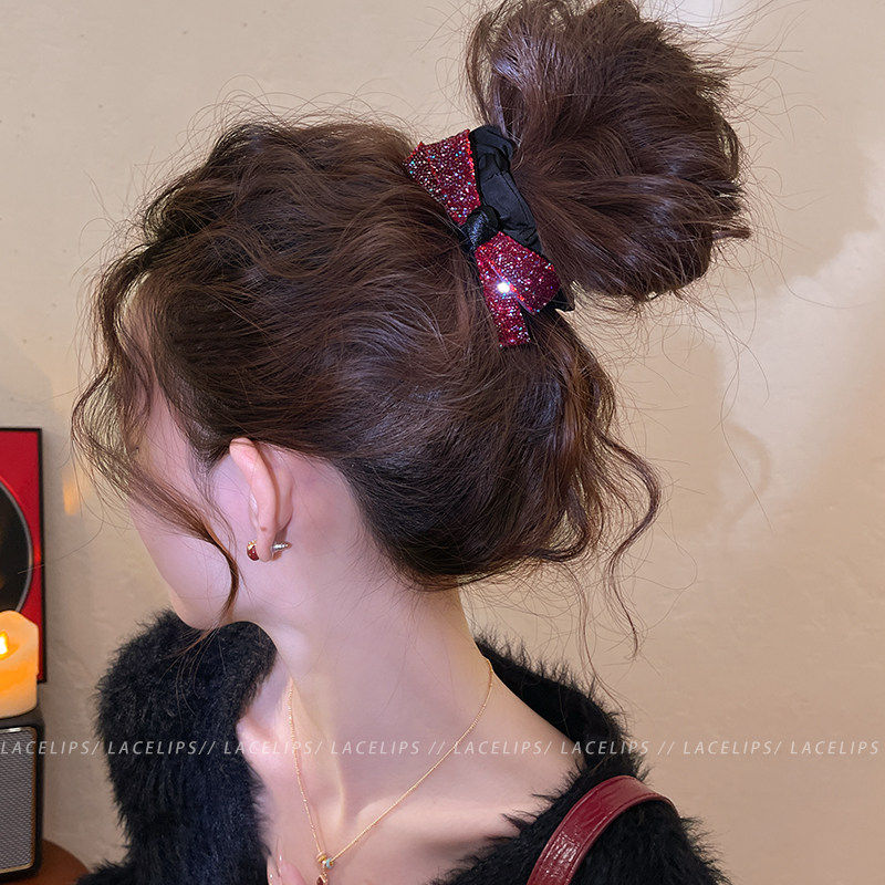 韩系碎钻蝴蝶结发圈女新年氛围感扎头发绳高级感皮筋头绳时尚发饰,淘宝优惠券,粉丝福利购,淘宝优惠卷