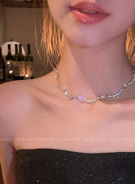 闪钻波浪纹项链女2026新款