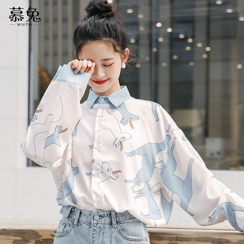 慕兔复古港味2020新款春夏韩版衬衫 慕兔衬衫