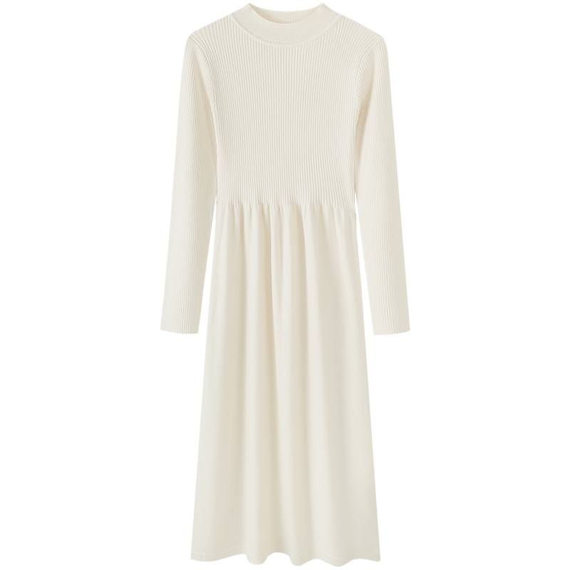 慕兔配大衣长袖针织连衣裙女秋季2025新款高级感内搭毛衣打底长裙 - 图3