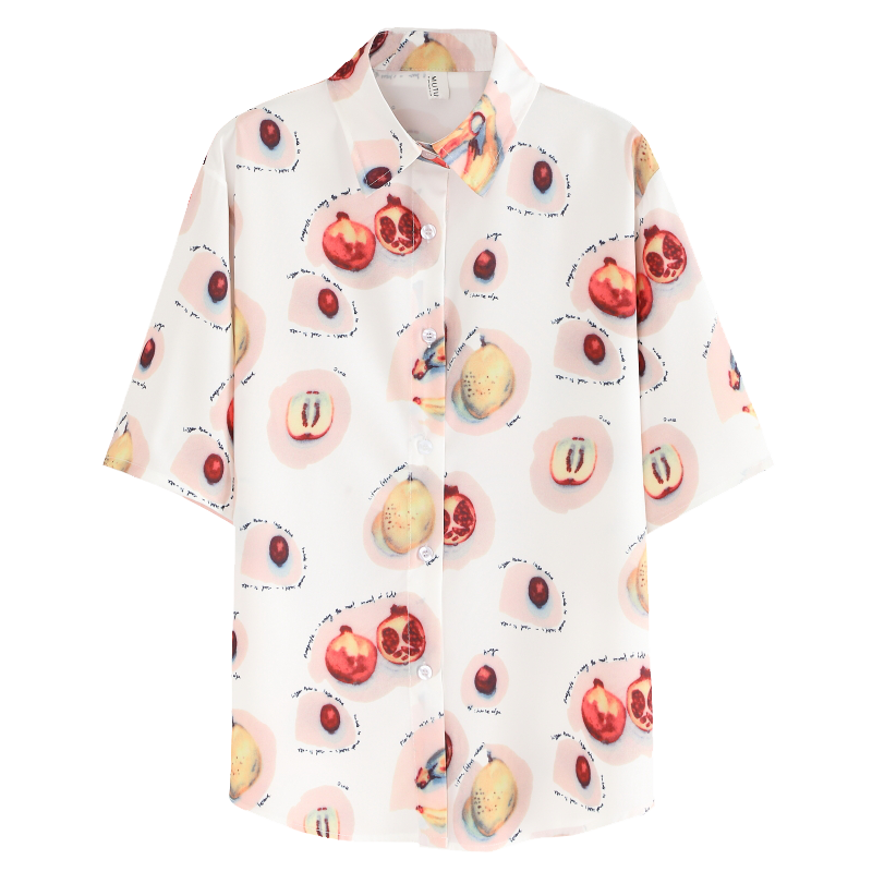 港风印花短袖夏季2020新款宽松衬衫 慕兔衬衫