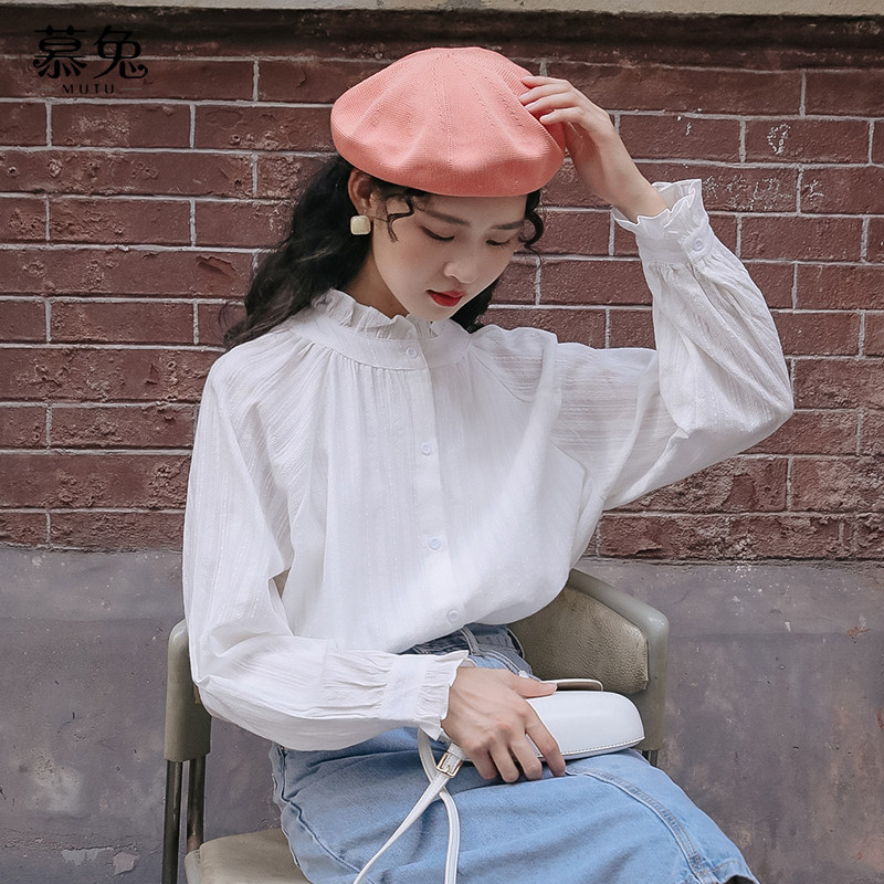 chic法式荷叶边白色衬衫女秋季2025新款设计感小众别致泡泡袖上衣,淘宝优惠券,粉丝福利购,淘宝优惠卷