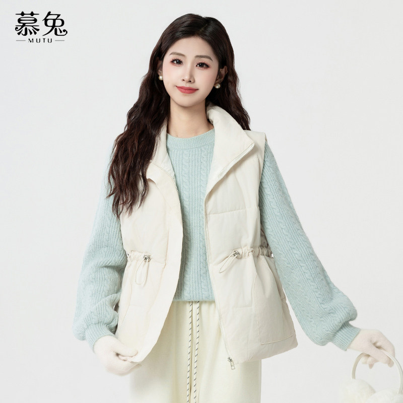 慕兔黑色立领棉服马甲女2025新款冬季外搭加厚坎肩背心面包服外套,淘宝优惠券,粉丝福利购,淘宝优惠卷