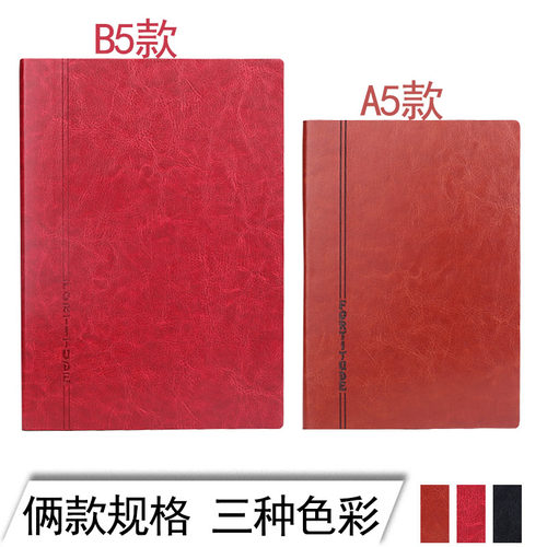 A5笔记本子文具B5大号办公会议记录本男女学生文艺精致手账本简约创意工作日记本加厚韩版皮面记事本商务定制 - 图2