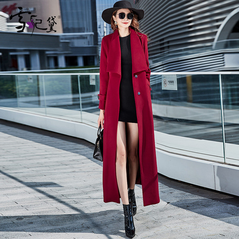 长款外套过膝2020年新款毛呢大衣 雪妃黛毛呢外套