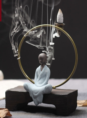 禅意倒流香炉书桌可爱风小摆件