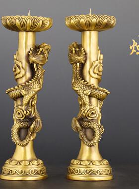 纯铜烛台中式复古家用供佛