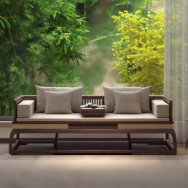 新中式实木罗汉床高端黑胡桃木禅意家用客厅罗汉榻小户型家用沙发,淘宝优惠券,粉丝福利购,淘宝优惠卷