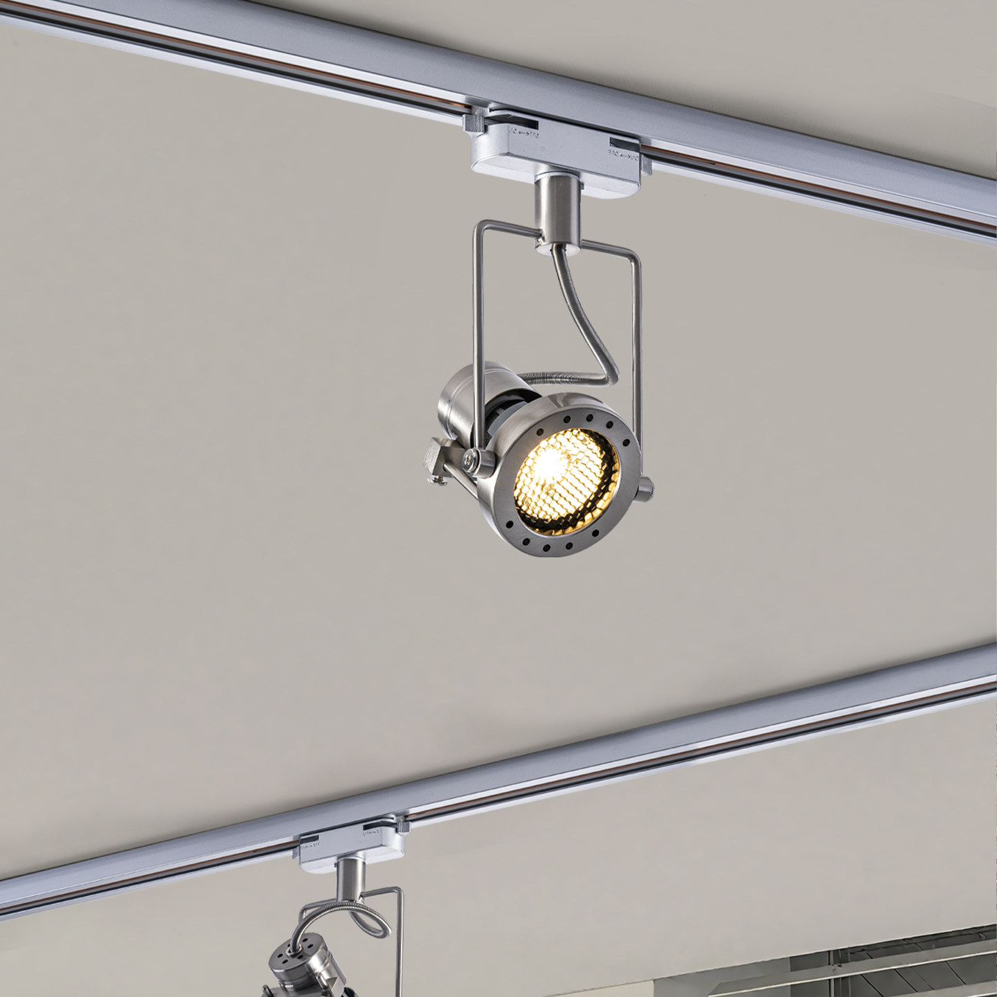 中古包豪斯轨道射灯客厅明装无主灯可调角度防眩复古全光谱射灯,淘宝优惠券,粉丝福利购,淘宝优惠卷