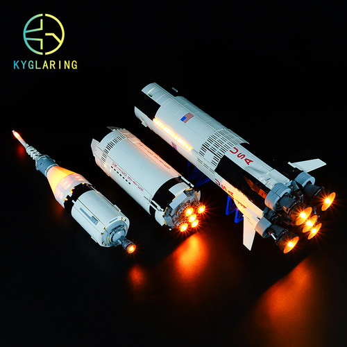 可匀适用于乐高21309创意美国宇航员阿波罗土星五号LED积木玩具灯 - 图0