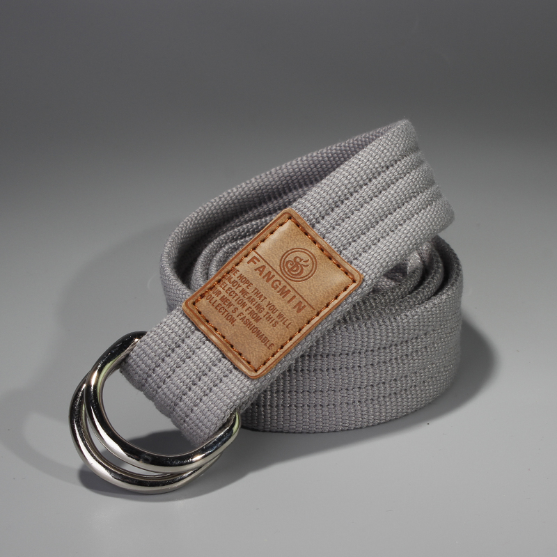 白色夏季帆布腰带女双环扣简约韩国简约牌韩版学生皮带男青年帆布 - 图0