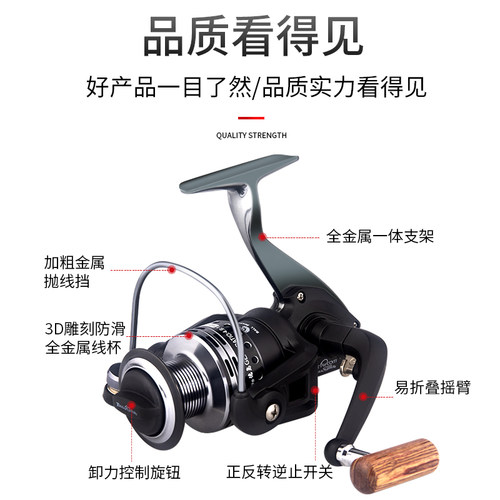 德岛HF渔轮全金属支架鱼线轮海竿矶钓轮远投纺车轮海钓鱼轮渔线轮 - 图0