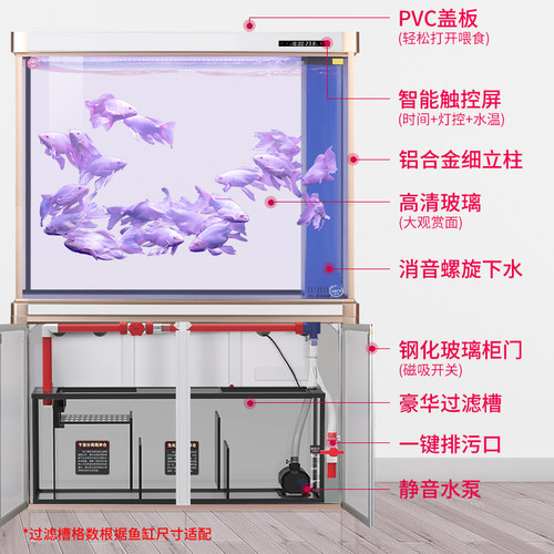 森森大型落地隔断鱼缸玻璃水族箱客厅生态缸底过滤家用缸免换水 - 图3