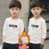 Quần áo bé trai áo thun dài tay 2018 mới cho bé cổ tròn trong áo thun bé trai xuân hè thu đông phiên bản Hàn Quốc giản dị - Áo thun