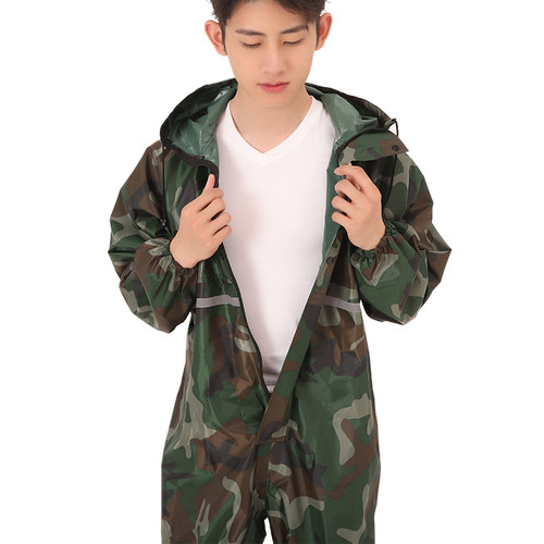 劳保连体防尘服防护服工作服防水防雨服喷漆打磨骑行带帽雨衣男女 - 图3