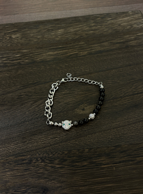 小心袖口 中古Vintage天然石珠钛钢手链转运珠男女小众简约配饰