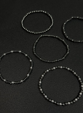 【拍一发五】小心袖口 vintage中古黑曜闪光手串复古简约日常百搭