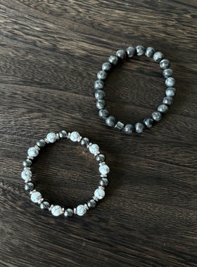 小心袖口 Vintage中古松石手链复古简约小众日常通勤百搭配饰