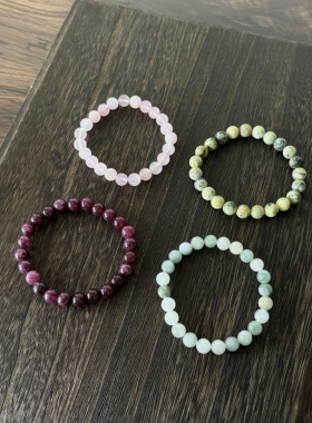 小心袖口 Vintage中古原创粉晶叠戴串珠手链小众轻奢百搭手饰手串