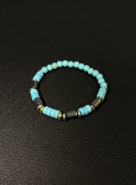 小心袖口 Vintage中古原创绿松石设计手链手串男女百搭小众配饰