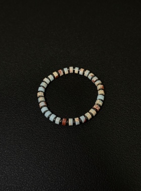 小心袖口 Vintage中古婴儿蓝弹力叠戴男女串珠手链小众高级感配饰