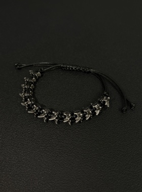 小心袖口 Vintage中古原创暗黑龙骨可调节手链手环男女小众配饰