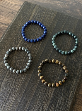 小心袖口 Vintage中古原创青金石叠戴串珠手链小众高级感手饰手串