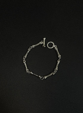 小心袖口 cleanfit叠戴竹节形骨头手链素链高颜值百搭简约饰品