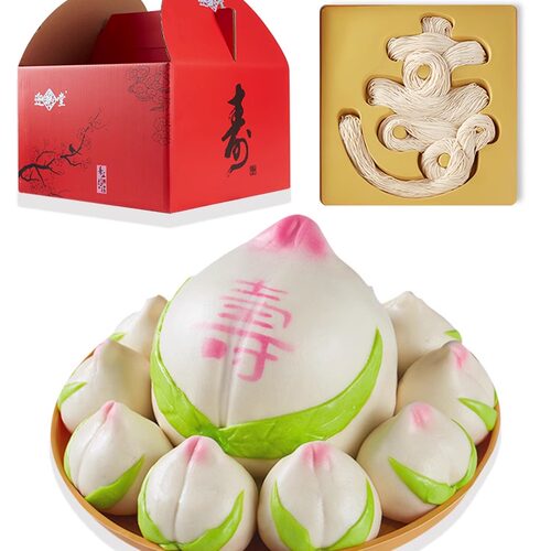 寿桃馒头生日老人山东胶东花饽饽馍馍糕点老人手工寿包祝寿礼盒 - 图3