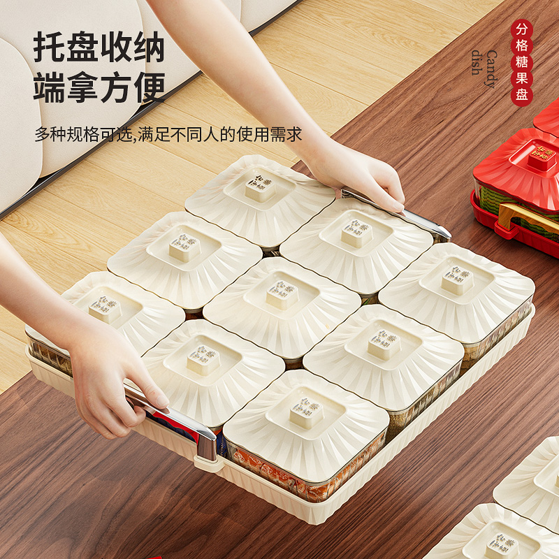 干果盘客厅茶几家用水果篮零食摆放2024新款糖果盒轻奢高档九宫格