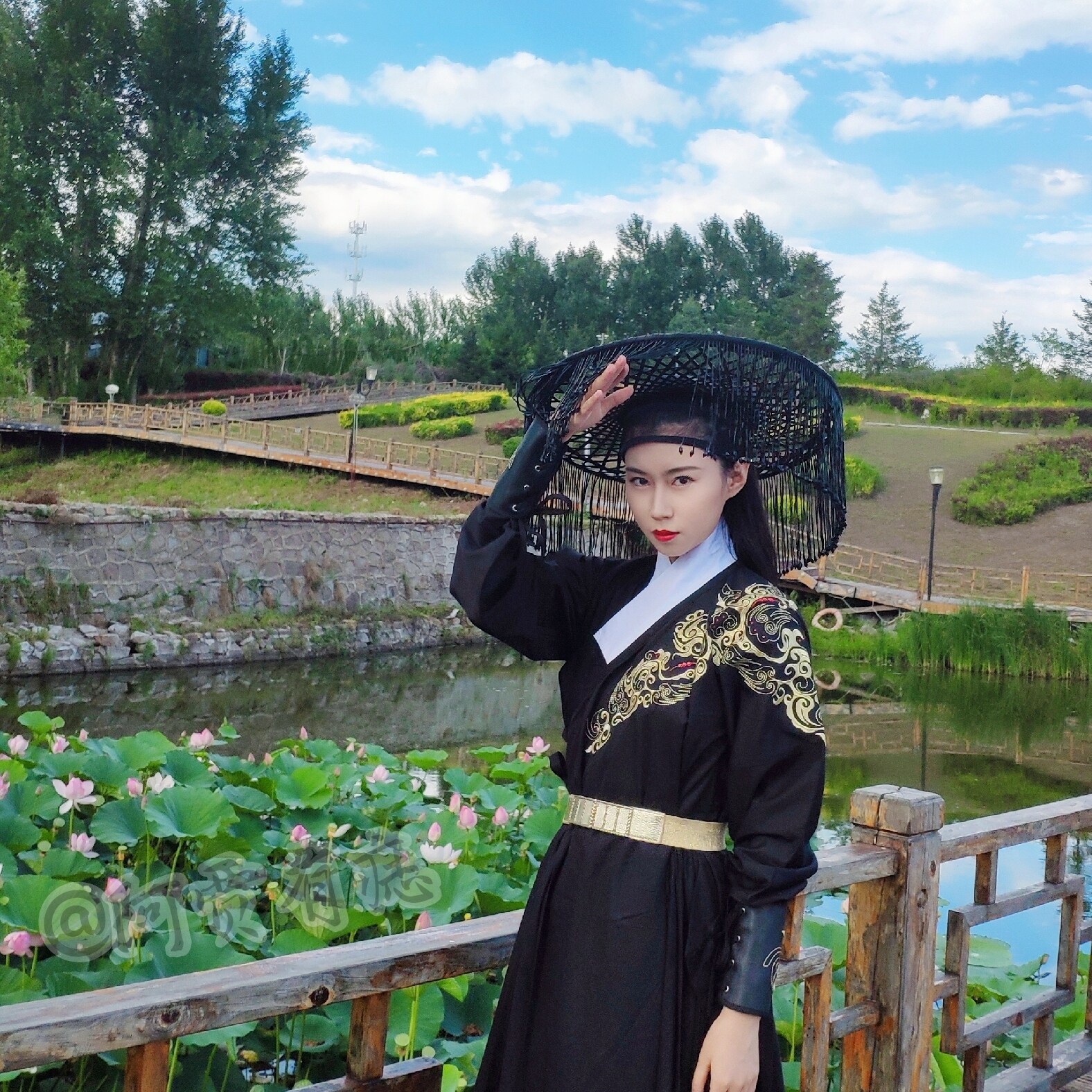 流苏斗笠幕篱串珠帷帽 汉服大侠帽古风配饰cosplay道具竹编侠客帽