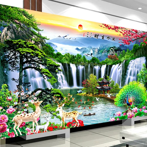 Cross -STITCH 2024 Новая линейная вышивка Большая гостиная Добро пожаловать атмосферу сосновой ландшафты, ремесленник, вышитая вода, чтобы заработать деньги