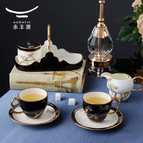 国瓷永丰源石榴家园陶瓷咖啡杯套装礼品高档中秋礼物咖啡杯碟礼盒 - 图2