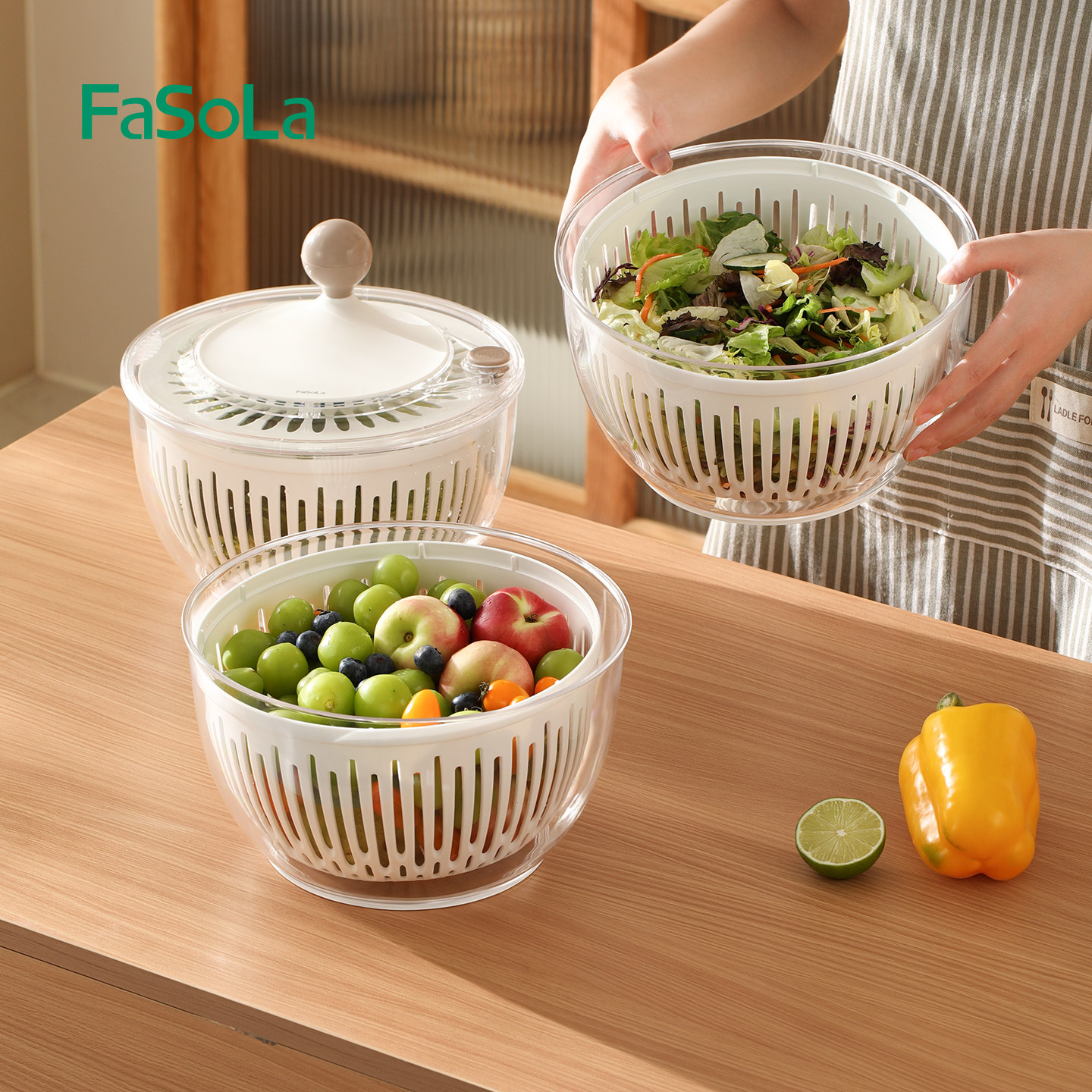 FaSoLa蔬菜脱水器手动果蔬甩干机厨房洗菜盆沥水篮水果沙拉甩水器,淘宝优惠券,粉丝福利购,淘宝优惠卷