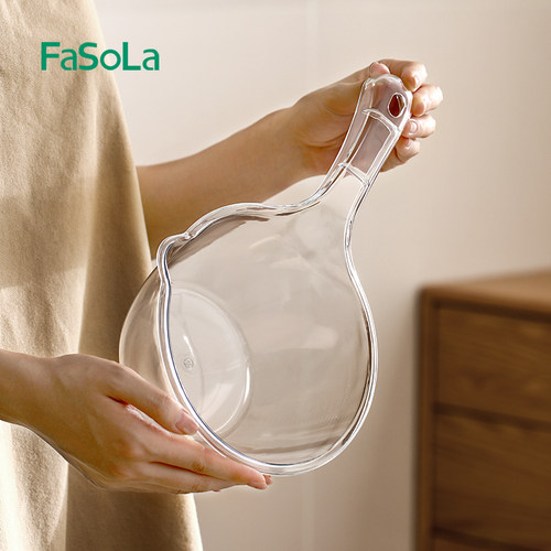 FaSoLa水瓢家用摔不破加深加厚长柄水勺子厨房大号透明塑料舀水瓢 - 图2