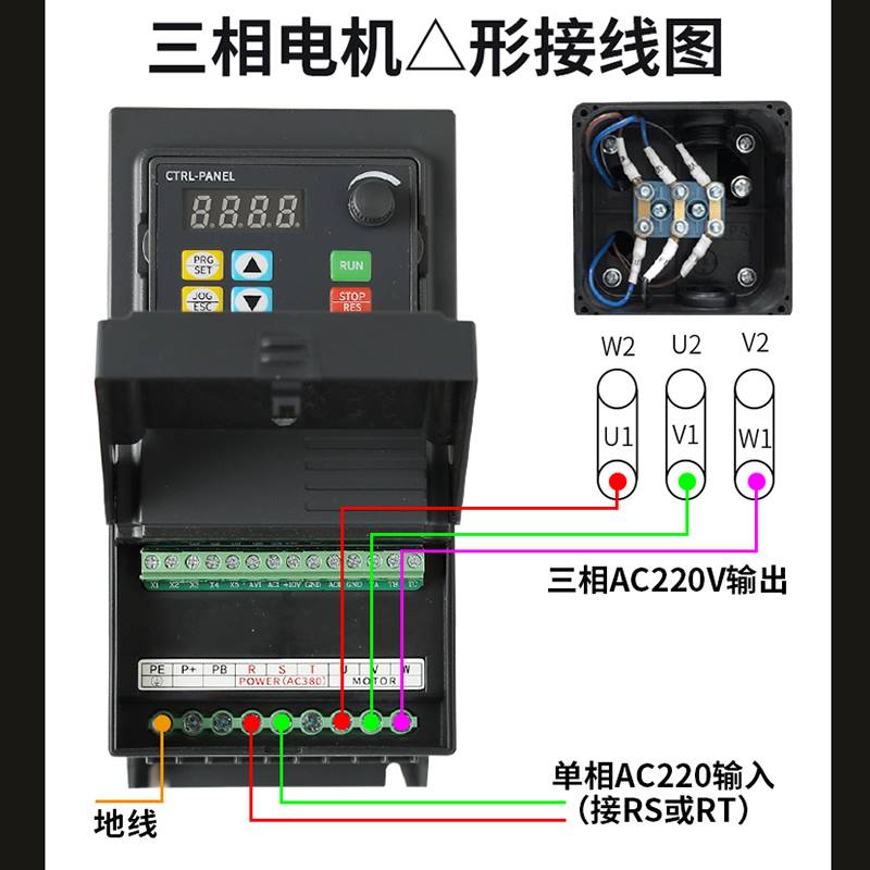 变频器三相380v单相220v1.5/2.2/5.5/7.5/11kw电机水泵专用调速器 - 图2