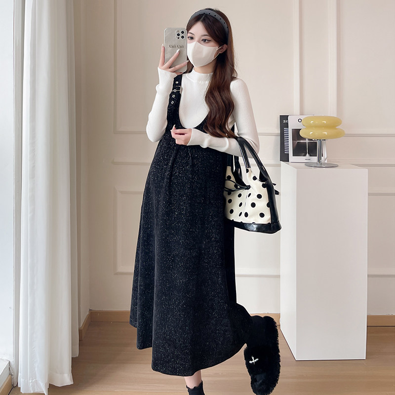 时尚大码孕妇装2025年秋冬季新品背带孕妇连衣裙+毛衣两件套洋气,淘宝优惠券,粉丝福利购,淘宝优惠卷