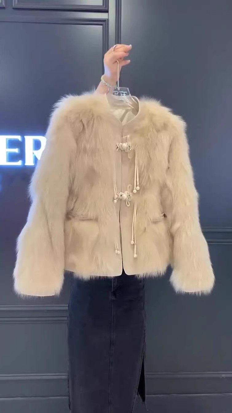 冬季新中式国风轻奢气质高级感仿狐狸毛皮草女小香风皮毛一体外套,淘宝优惠券,粉丝福利购,淘宝优惠卷