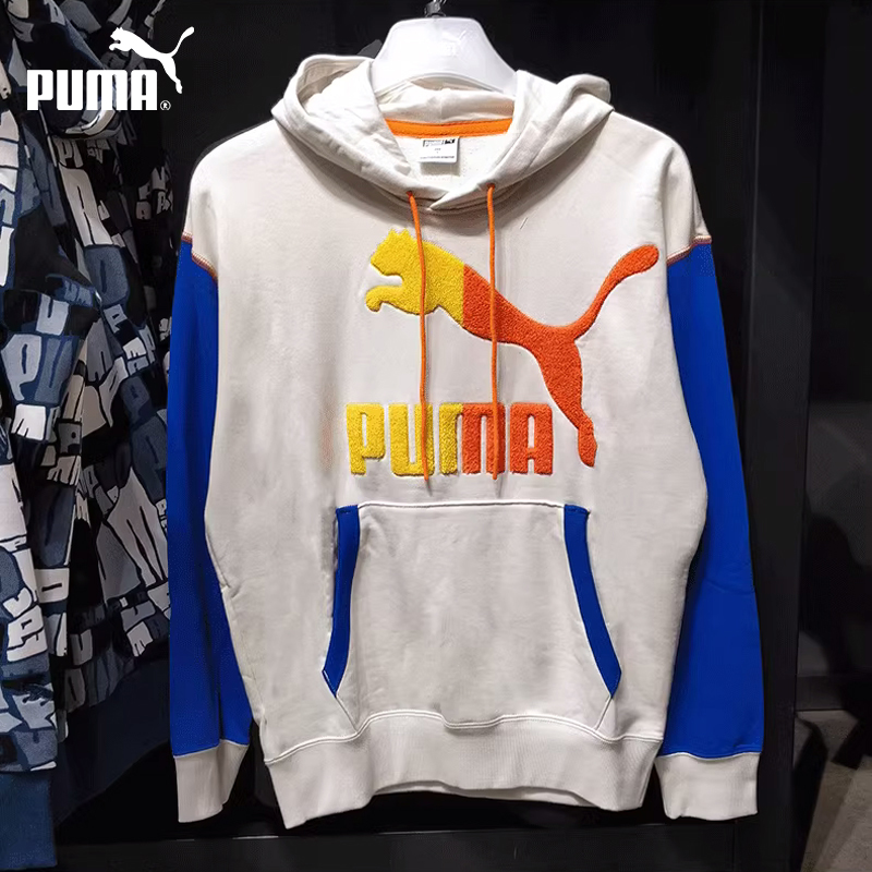 PUMA/彪马 男子拼色针织连帽衫潮流运动休闲套头卫衣 530709-05