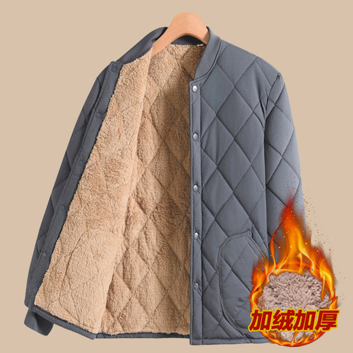 中老年人男士棉袄外套爸爸冬季加绒加厚棉衣内胆宽松爷爷保暖棉服 - 图3
