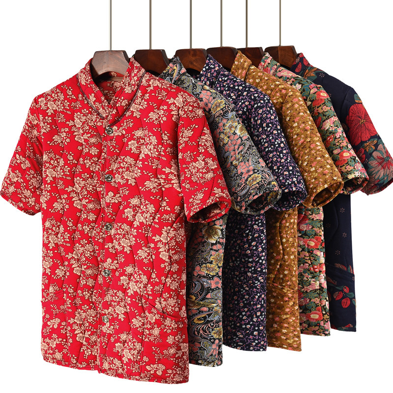 妈妈半袖棉马甲女秋冬季外穿棉坎肩加棉厚款老奶奶中袖棉马夹外套