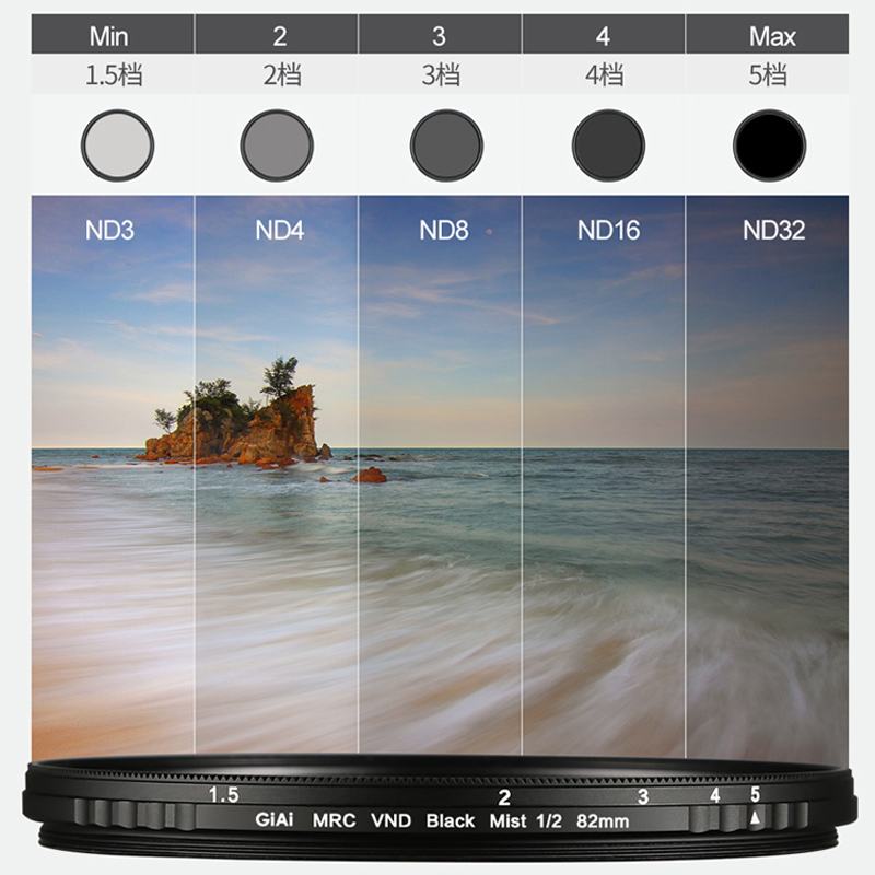 GiAi吉艾柔光镜黑柔滤镜可调节黑柔nd镜柔焦镜ND1.5-32减光镜二合一朦胧镜梦幻电影感49 43 52 67 77mm滤镜 - 图2