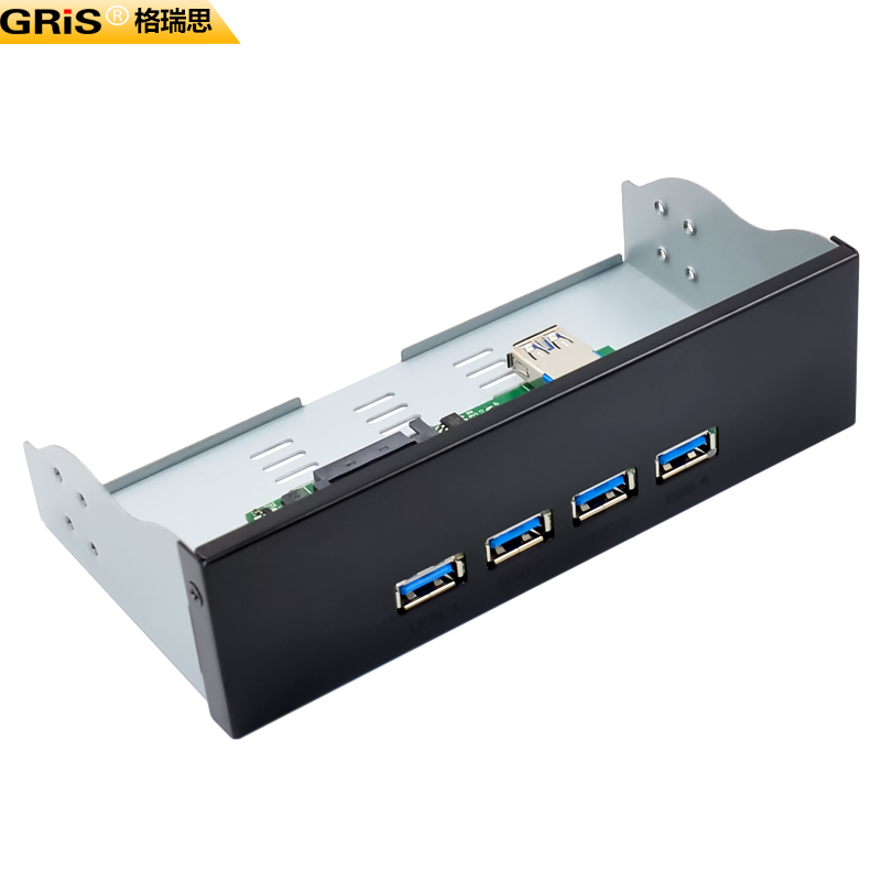 GRIS电脑USB 3.0台式机5.25光驱位前置面板转Type-C口HUB扩展卡-图1