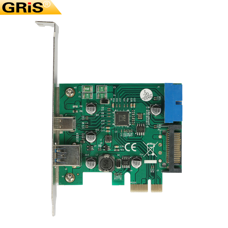 GRIS PCI-E TYPE-C3.1 USB连接卡台式机快充电2.4A前置面板转换器 - 图3