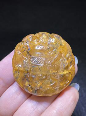 好记水晶黄胶花小树九尾狐吊坠精雕精美时尚项链毛衣链送朋友礼物