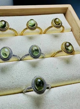 好记水晶捷克陨石戒指s925银镶嵌简约气质高级随机发送朋友礼物