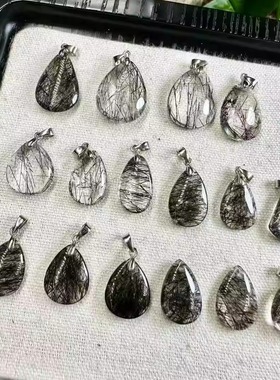 好记水晶黑发晶水滴吊坠s925银扣镶嵌小众时尚高级精送朋友随机发