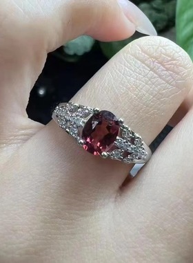 好记水晶石榴石刻面戒指铜托镶嵌小众高级复古感随机发送朋友礼物