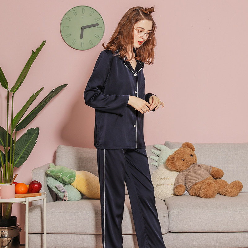 冰丝春秋款情侣丝绸长袖男士睡衣 nornimor睡衣/家居服套装