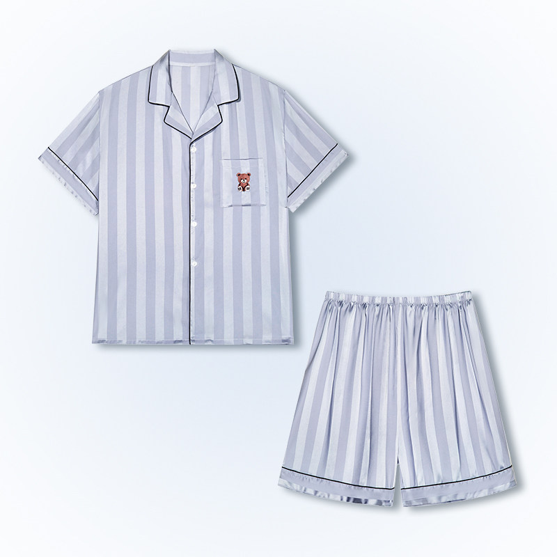 男士冰丝睡衣装一男一夏天短袖宽松 nornimor睡衣/家居服套装